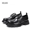 Kleidschuhe Luxus Design Männer Echtes Leder Dicke Sohle Büro Business High-End Derby Schwarz Hochzeit 2C