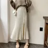 Юбки TIGENA, элегантная тонкая трикотажная длинная юбка, женская осень 2023, однобортная однобортная юбка с боковым разрезом и запахом на бедрах, женская миди с высокой талией