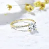 Anillos de boda Anillo Kuololit 2CT1CT para mujer Sólido 14K 10K Oro amarillo 8.0mm Corte redondo DVVS1 Anillo solitario para compromiso Boda 231121