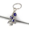 Antik silverlivslivslängd Charm Evil Eye Key Rings Keychain Fatima Hand Keyrings för grossist