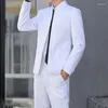 Herrenanzüge Anzug 3-teiliges Set Slim Fit Jacke Hose Weste Hochzeit Bankett Männlich Stehkragen Einfarbig Business Casual Blazer Mantel