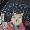 Män s t skjortor överdimensionerade oroliga tshirt hip hop roliga tecknade japanska akita hundtryck vintage tee skjortor streetwear 2023 harajuku t -shirt 230422