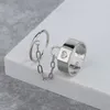 Klusterringar Todorova Creative Love Heart Lock Chain for Women Elegant Finger Temperment Geometric Punk Cool Style Jewelry