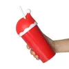 Kubki puste zwykłe 600 ml 20 uncji czerwony plastikowy Puchar Świętego Santa Tubbler świąteczny Santa Hat Cup z pokrywką i słomką 231121