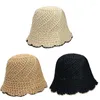 Berets Bucket Chapéu Respirável Knit Cap Curto Brim Verão Womens Bacia