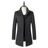 Men's Wool Fashion Leisure Woolen Coat Jackets Autumn Winter Male Thick Lapel Cashmere Blends Trench Windbreaker