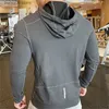Siłownia odzież męskie bluzy sportowe Szybkie suche elastyczne kaptura męskie kurtki do biegania na zewnątrz płaszcze gimnase