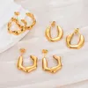 Çember Küpeler Düzensiz U şeklinde şekil paslanmaz çelik minimalist altın doku modaya uygun su geçirmez kadınlar için kızlar mücevher hediyesi