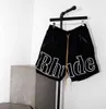 Designerkleding Rhude 19ss New York Limited Letter Print Street Hiphop 3m Reflecterend Heren Dames Trendy Sportcapri's Stellen Joggers Sportkleding Te koop