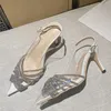 Dress Shoes Liyke Sexy Pointed Toe Glitter Rhinestones Women Pumps Slingbacks Gladiator Sandals PVC Transparent High Heels Party Prom Shoes