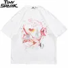 Men's T-Shirts Hip Hop Oversize Washed T-Shirt Streetwear Harajuku Ripped Graphic Printed T Shirt Men Spring Summer Short Sleeve Tshirt 230421