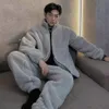 Indumenti da notte da uomo M-4XL Set da pigiama per uomo Pigiama di flanella caldo spesso invernale 2 pezzi / set Indumenti da notte a maniche lunghe Homewear Pigiama casual 231122