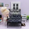 Doll House Accessories 1 12 Dollhouse Mini Double Bed Home Bedroom Furniture Toy Gift Living Room Furniture Model Beautiful Handmade Iron Toy 231122