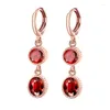 Dangle Oorbellen Garilina AStylish Rose Vergulde Hoop Granaat Drop Mode-sieraden Voor Vrouwen Meisjes Bruiloft