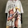 Homens camisetas Verão Hip Hop Ace Camisa Homens Luffy Legal Manga Curta Anime Solto T-shirt Tee Oversized Harajuku Engraçado Camisetas