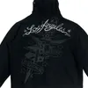 Kvinnors hoodies high street retro skalle dubbelsidig tryck hoodie herrpunk hip hop blixtlås casual lös sporttröja