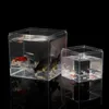 Aquariums Betta Fish Tank Gold Transparent matklass Plastisolering Square Box With Lid Aquarium Accessories153R