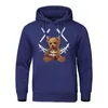 Herrtröjor En fylld björn bunden med bandage trycker mens hoody hip hop street streetwear pocket crewneck kläder fleece pullover hoodie