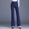 Kvinnors jeans flare kvinnor sträcker blossade byxor 2023 mode klassiker denim hög midja koreanska byxor damer mujer jean femme