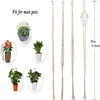 4pcs Macrame Plant Hanger مصنوعة يدويًا من المنسوجة الحامل الجدار معلق سلة زارع معلقة للداخلية في الهواء الطلق شرفة الفناء C238C