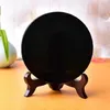Objets décoratifs Figurines pierre d'obsidienne noire naturelle disque circulaire plaque ronde miroir FengShui pour décoration de bureau à domicile 279T