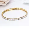 Link pulseiras 15cm-17cm 4mm redondo cz corrente cor de ouro pulseira de tênis pulseiras para mulheres meninas jóias pulseiras pulseras bracciali