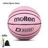 Bollar smält storlek 5 6 7 Basketbollar Pink Blue Pu Indoor Outdoor Standard för Women Youth Man Officiell träning Match 231122