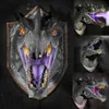 Garden Decorations Dragon Legends Prop 3D Wall Mounted Smoked LED Statue Dinosaur Head Hanging Decor With Light Art Sculpture 230422