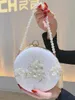 Evening Bags Embroidery Handbag Classical Floral Round Evening Bag Chinese Style For Woman Clutch Wedding Purse Party Banquet Flower Bag 231121