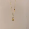 Pendentif Colliers Titane Acier Opale Simple Mode Doux Amour Petit Serrure Collier Clavicule Chaîne Fille Jour Bijoux Cadeau