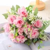 Dekorativa blommor dröm Rose Artificial Flower Bouquet 26 cm Längd 4 huvuden Silk Fake For Wedding Ceremony Home Decor Party Vase