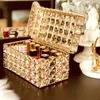 Организация хранения ванной комнаты Crystal Glass Cosmetic Box Латунная резное поднос для подноса настольный столик на рабочем столе Организатор макияж