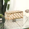 Jewelry Pouches Bling Crystal Tissue Box Rectangle Gold For Office Bathroom Vanity Decor