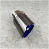 Uitlaat Inlaat 51/54/57/60Mm Koolstofvezel Uitlaatpijp Staart Tip Blauw Verbrand Glanzend Zwart Er Voor Auto Styling Drop Delivery Mobiles Moto Dhrsl