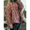 Trenchs de femmes manteaux rétro femmes parkas 2023 hiver printemps coton rembourré imprimé floral lin mode chaud cardigan manteau d'extérieur