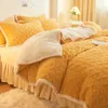 Sängkläder sätter vinter varmt täcke täcke drottning kung dubbelsäng lamm kashmir sammet täcke täcker sängkläder fast färg korall fleece täcke täcker grå 231122
