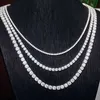 Ice Out VVS Moissanite Tennis Chain 2mm-5mm Lab Grown Diamond Tennis Necklace 925 Sterling Silver Necklace Wholesale In Stock
