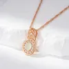 Chaines Kinel OVAL CUT EMERADD PENDANT Collier Luxury Zircon naturel avec 585 Rose Color Fleur Fleur et ethnique Bijoux quotidien