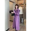 Kvinnors dike rockar rockar Autumn Winter Purple Windbreak Jacket Korean Female High End Double Breasted Overrock