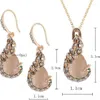 Halsbandörhängen Set Luxury Female White Moonstone Jewelry Rose Gold Color Wedding Dangle For Women Charm Peacock Zircon Chain