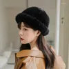 ベレット女性韓国のサーマルハット贅沢ミンクヘアカジュアルな肥厚した屋外風力防止ファッションファー2023