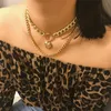 Pendant Necklaces Chunky Gold Necklace Lock Padlock Locket Coin Curb Chain Layering Accessories Flashing Non-fading Bijoux