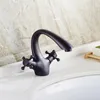 Bathroom Sink Faucets Modern Oil Rubbed Bronze Dual Cross Handles Vessel Faucet Mixer Taps Ahg023
