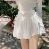 Юбки Wtempo Женщины юбки сексуальная мода белая короткая юбка для школьников сгиба с высокой талией нерегулярная шпилька с рюша
