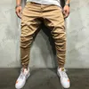 Calças masculinas outono calças masculinas hip hop lado zíper painel cor sólida simples moda esportes masculino casual calças de trabalho calças de carga masculino t231122