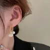 Boucles d'oreilles créoles élégantes et délicates, Micro pavé de Zircon, opale, pendentif en perle, couleur or pour femmes, Design Unique, bijoux romantiques doux