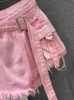 Skirts DEAT Fake Two Patchwork Burrs Denim Shorts Skirts Women's Bandage Solid Color High Waist Skirt Female 2023 Summer New 11XX1798 P230422