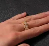 Anillos de banda Hip Hop CZ Cubic Zircon Anillo de dedo geométrico 18k Banda Bling Baguette Anillos de diamantes para Mujeres Hombres Novio Lujo San Valentín Cumpleaños Joyas Regalos