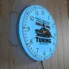 Wandklokken Auto Repair Turing Service Moderne ontwerpklok met LED -achtergrondverlichting Garage Elektronisch advertentieteken Luminous