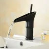 Bathroom Sink Faucets Black Oil Rubbed Brass Single Handle Lever Hole Deck Mounted Waterfall Faucet Vessel Basin Mixer Tap Anf094